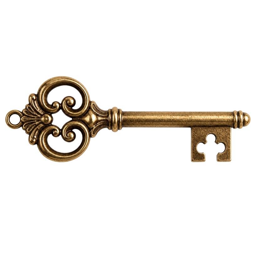 Antique brass key — vault access